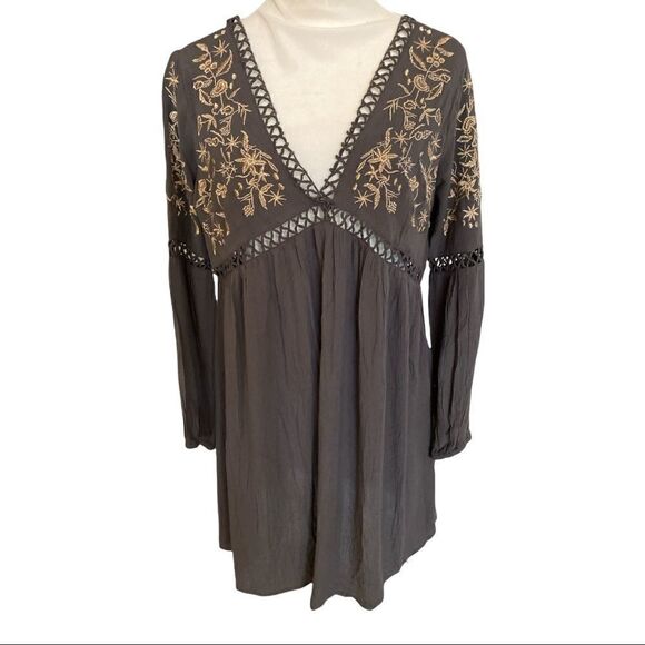 En Creme | Swing Dress With Ladder Inserts and Floral Embroidery Mini Dress | M - Picture 5 of 9